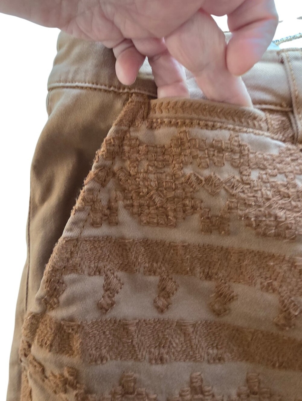 Pilcro and the Letterpress Embroidered Brown/Tan Cotton Shorts Size 28' - Picture 6 of 14
